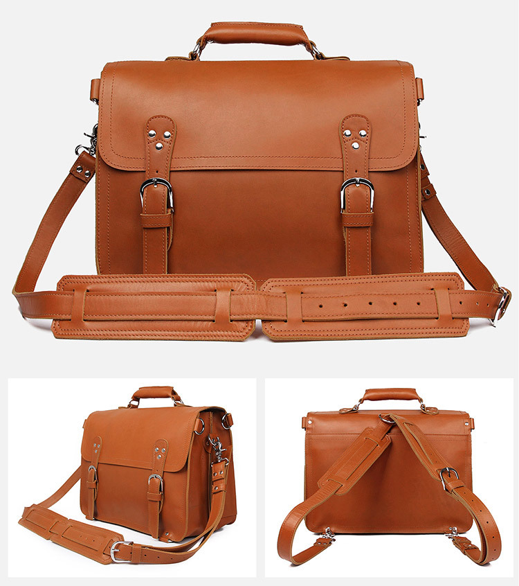 Brown Vintage Leather Briefcase for Business Men 7161-Leather Briefcase-Brown-Free Shipping Leatheretro