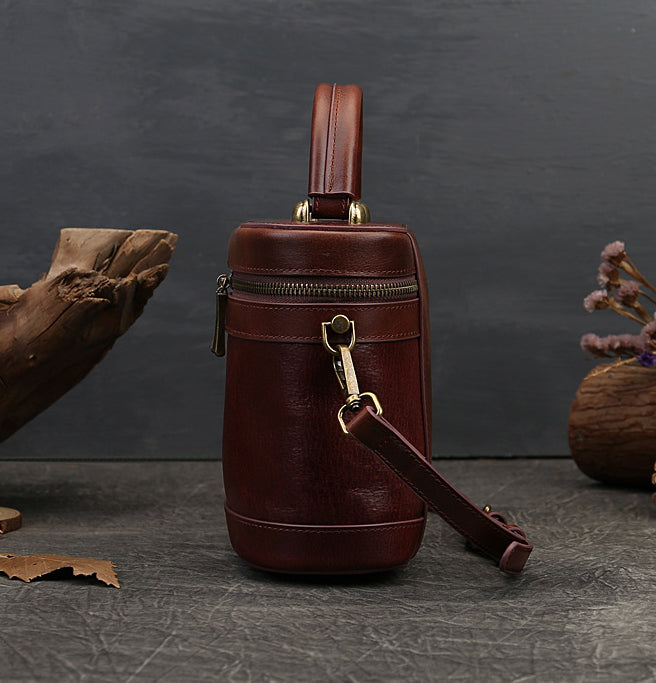 Casual Women Leather Shoulder Bucket Handbags 9182-Handbag & Wallet Accessories-Dark Brown-Free Shipping Leatheretro