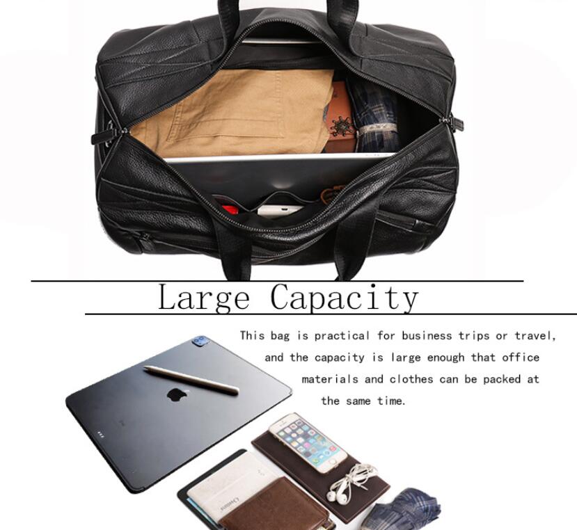 Black Leather Traveling Duffle Bags for Women 1109-Duffle Bag-Black-Free Shipping Leatheretro