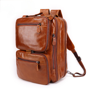 Vintage Men Multi Functional Backpack & business Briefcase J6332-Leather Backpack-Coffee-Free Shipping Leatheretro
