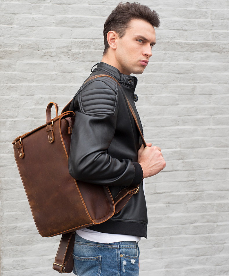 Handmade Vintage Leather Traveling Backpack 2512-Leather Backpack-Coffee-Free Shipping Leatheretro