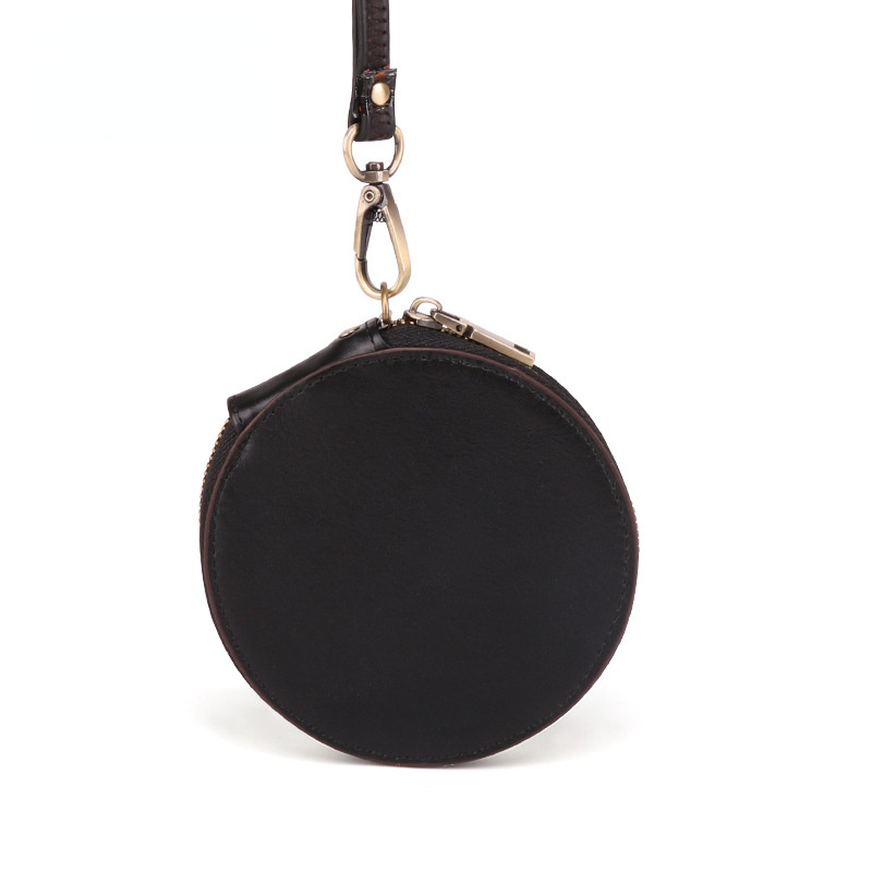 Cute Round Leather Changes Wallets K058-Leather Purses-Black-Free Shipping Leatheretro