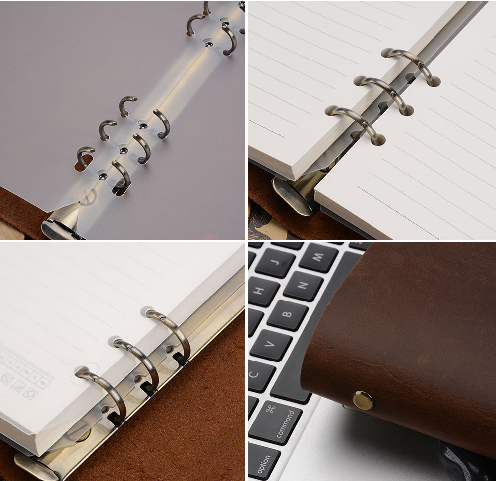 Vintage Leathe Cover Loose Leaf A6 Traveling Notbook-Notebooks & Notepads-Black-Free Shipping Leatheretro