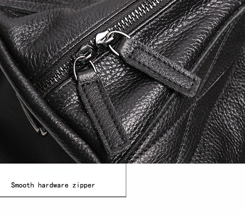 Black Leather Traveling Duffle Bags for Women 1109-Duffle Bag-Black-Free Shipping Leatheretro