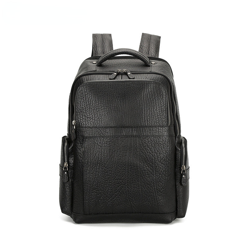 Cowhide Leather Leather Business Backpack for Men P0088-Black-Free Shipping Leatheretro