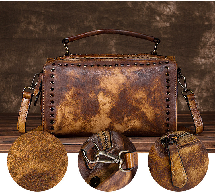 Vintage Large Storage Handmade Leather Handbags 2011-Leather Handbags for Women-Red-Free Shipping Leatheretro