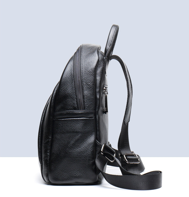 Balck Casual Leather Traveling Backpack for Women-Backpacks-Black-Free Shipping Leatheretro