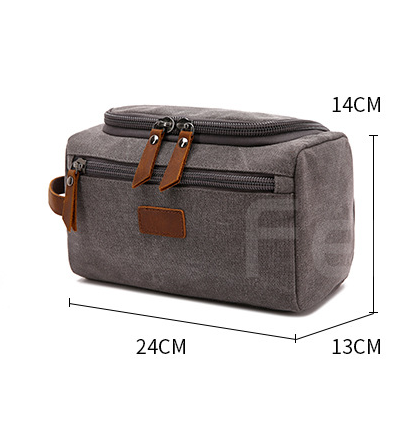 Canvas Toiletry Bag for Traveling 8064-Toiletry Bag-Khaki-Free Shipping Leatheretro