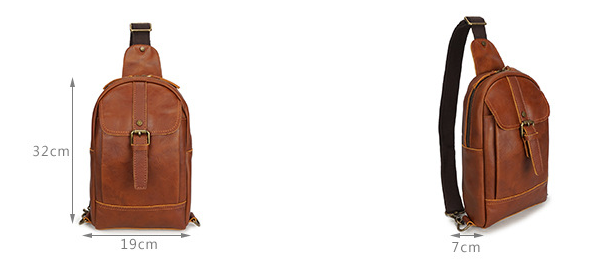 Vintage Exercising Cowhide Leather Chest Bag-Coffee-Free Shipping Leatheretro