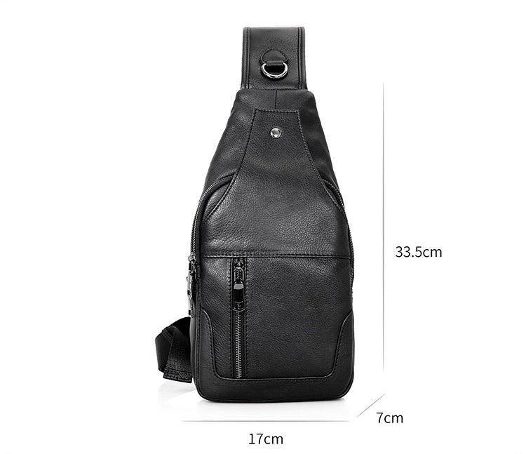 Cowhide Leather Chest Bags for Men 4004-Handbags-Black-Free Shipping Leatheretro