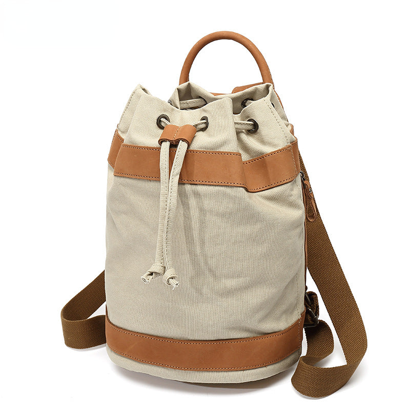 Leisure Canvas Backpack for Women-Backpacks-Off the White-Free Shipping Leatheretro