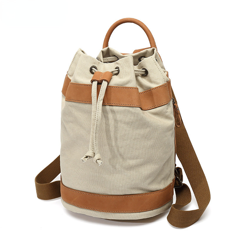 Leisure Canvas Backpack for Women-Backpacks-Khaki-Free Shipping Leatheretro