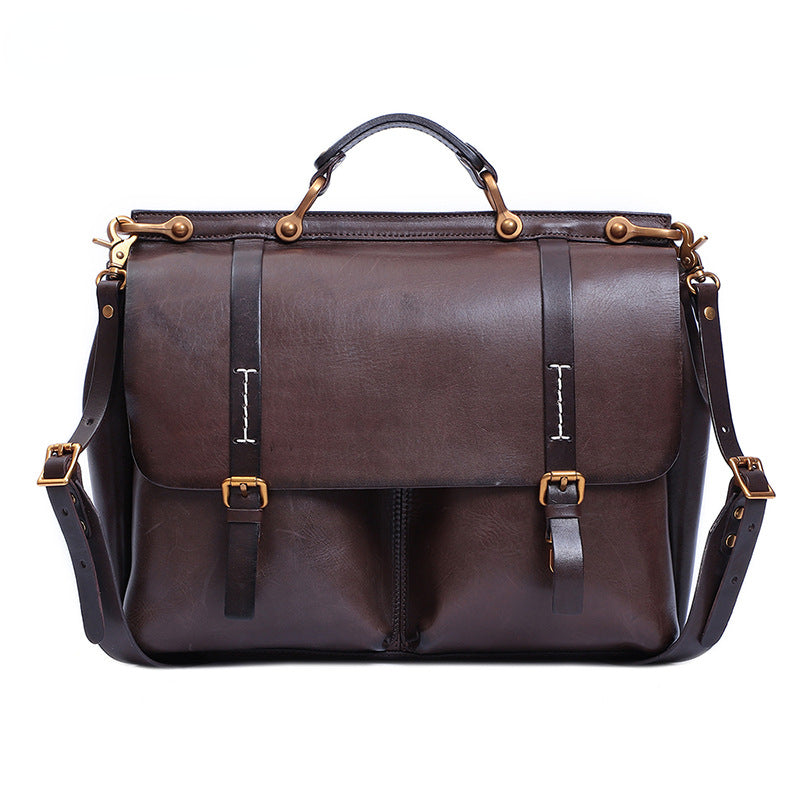 Vintage Large Storage 15.6" Leather Business Bag for Women 8781-Briefcases-Black-Free Shipping Leatheretro