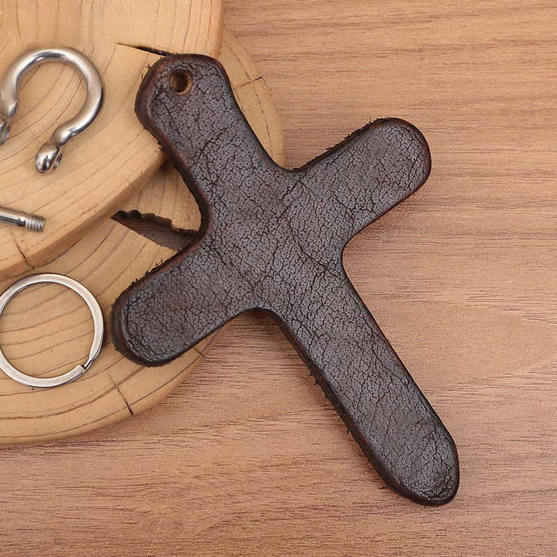 Creative Vintage Leather Handmade Keychains K121-Leather Key Chains-Cross-Free Shipping Leatheretro
