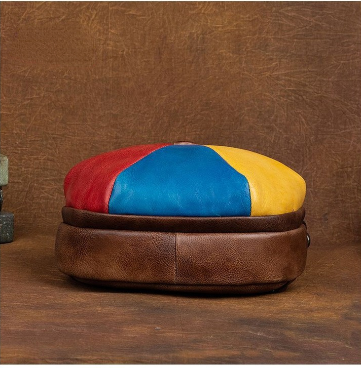 Vintage Hat Shape Leather Backpack for Women C316-Leather Backpack-Yellow-Free Shipping Leatheretro