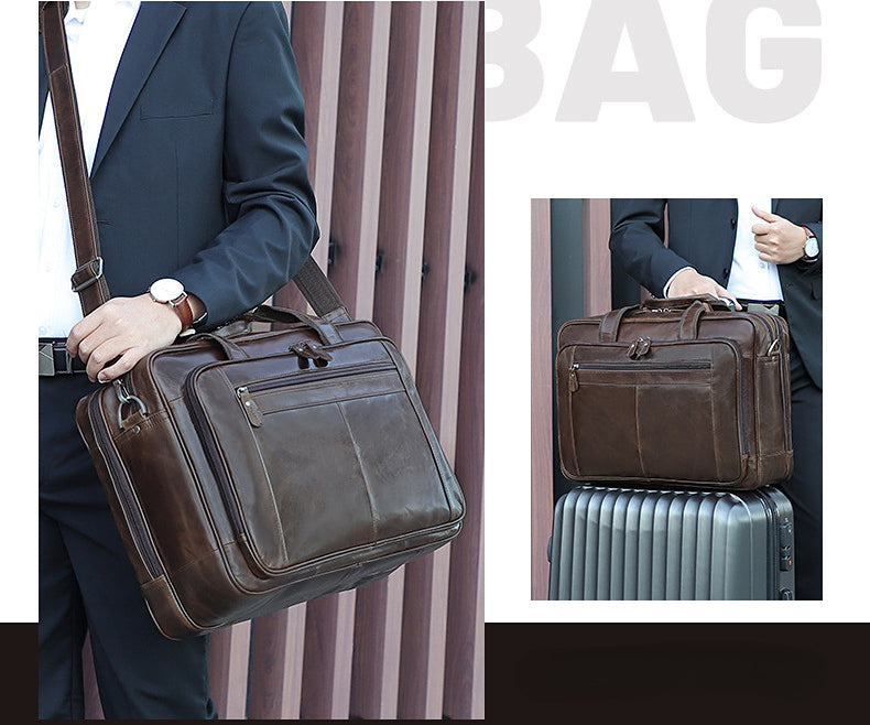 Vintage Leahter Briefcase 17" Leather Laptop 7320-Briefcases-Coffee-Free Shipping Leatheretro