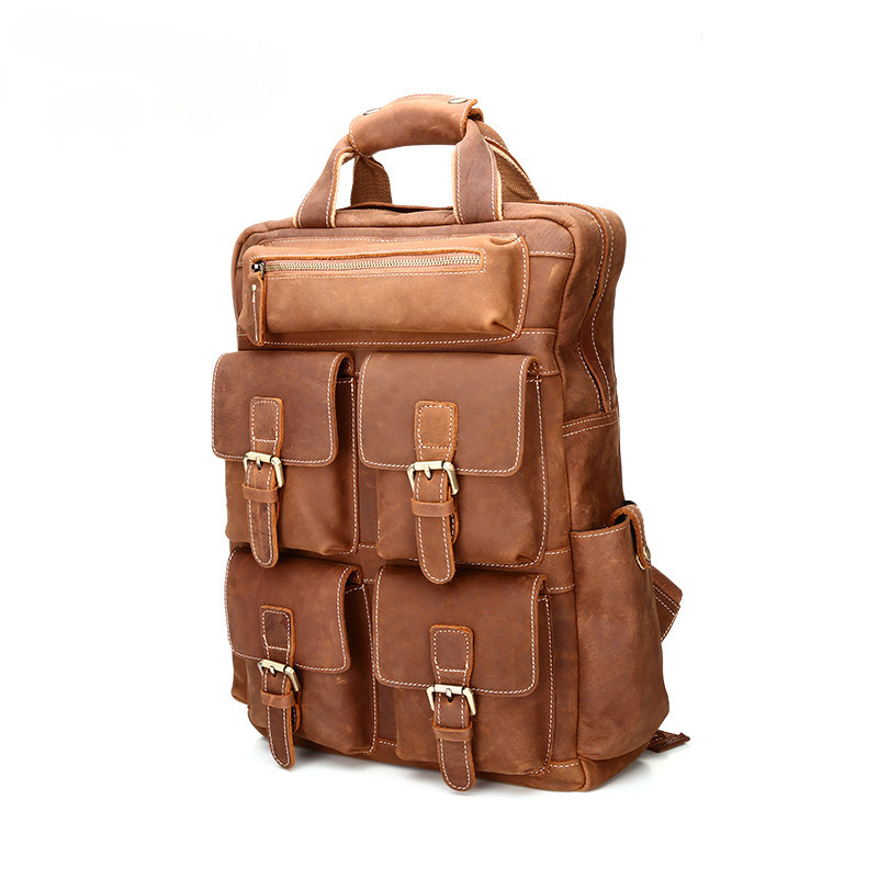 Fashion Vintage Leather Travel Backpack 826-Leather Backpack-Brown-Free Shipping Leatheretro