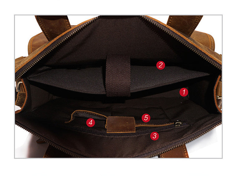 Vintage Leather Briefcases for Men YD-8045-Briefcases-Light Brown-15 inches-Free Shipping Leatheretro