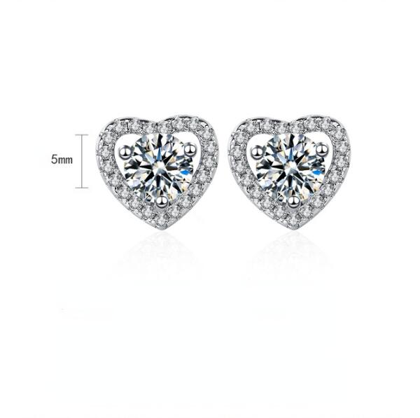 Fashion Sterling Sliver Sweetheart Earrings Stud-Earrings-The same as picture-Free Shipping Leatheretro