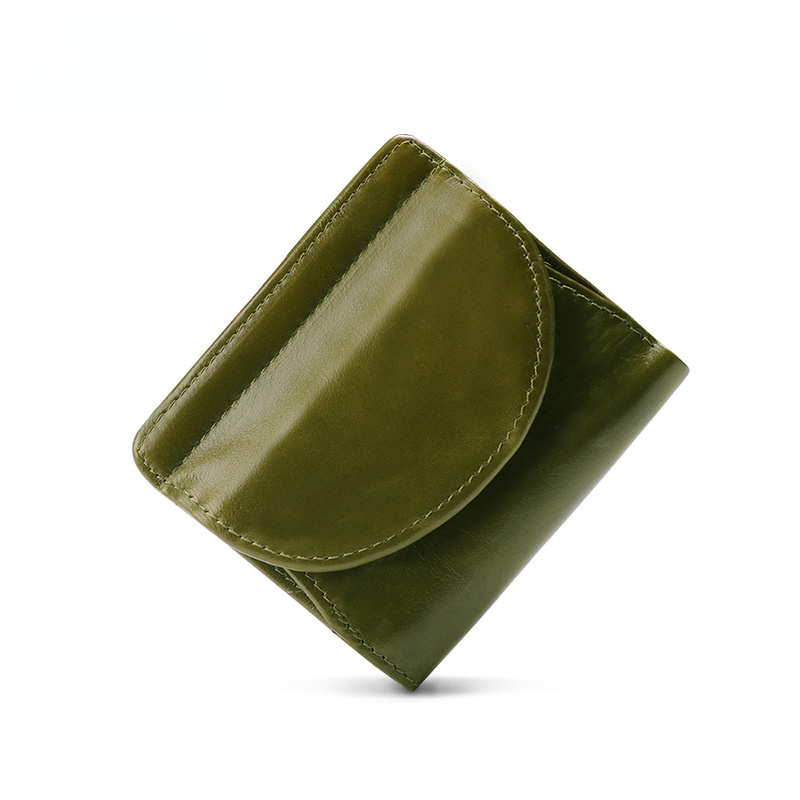 Women Vintage RFID Fodable Small Leather Purses K061-Leather Wallets-Green-Free Shipping Leatheretro