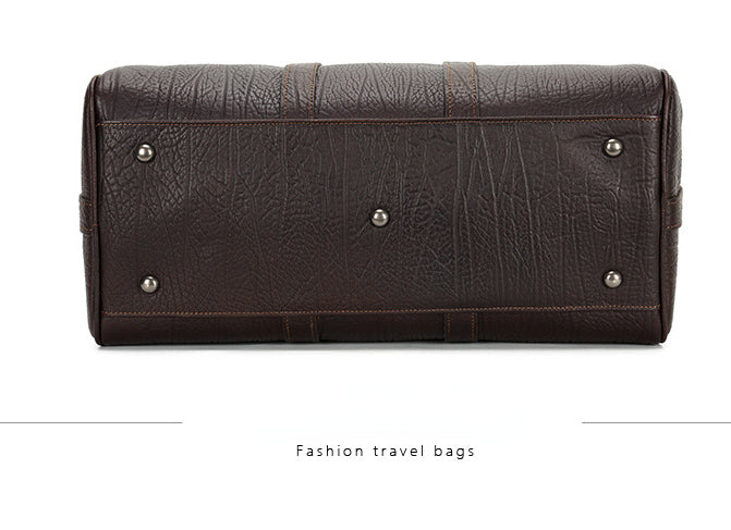 Vintage Cowhide Leather Weekend Bags for Traveling P0092-Black-Free Shipping Leatheretro