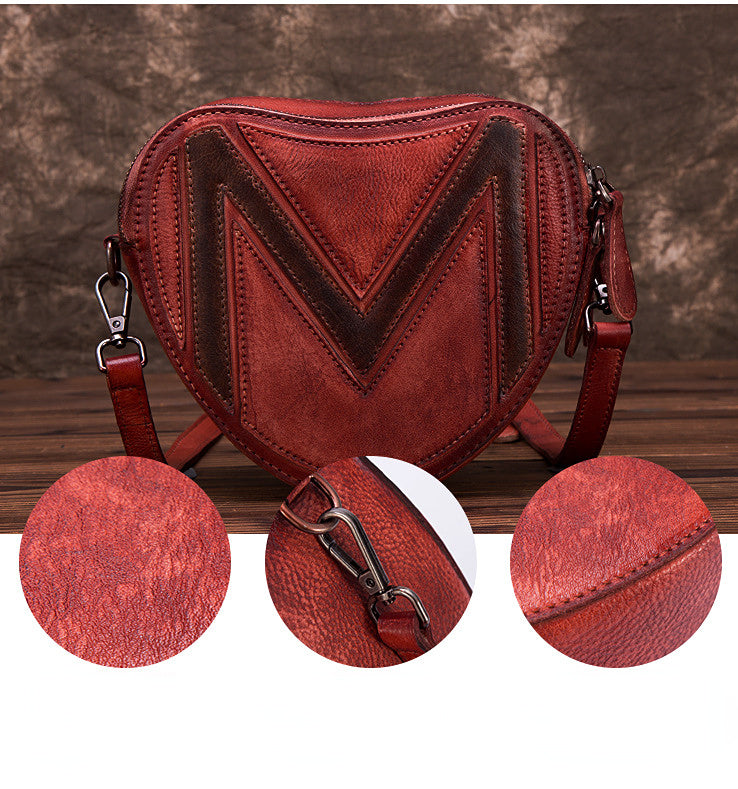 Leisure Heart Shape Design Leather Women Shoulder Bags 8055-Handbags-Red-Free Shipping Leatheretro