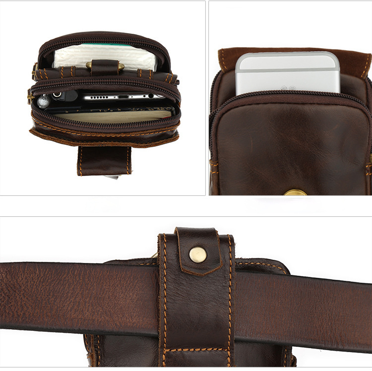 Retro Outdoor Blet Leather Waist Bag J6358-Leather Waist Bag-Black-Free Shipping Leatheretro