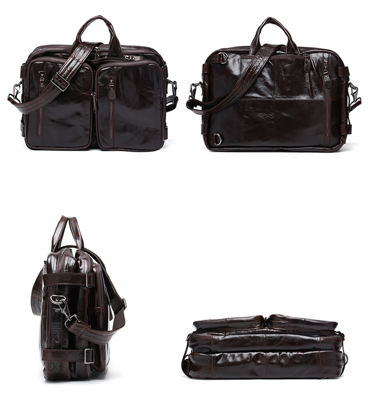 Vintage Men Multi Functional Backpack & business Briefcase J6332-Leather Backpack-Coffee-Free Shipping Leatheretro