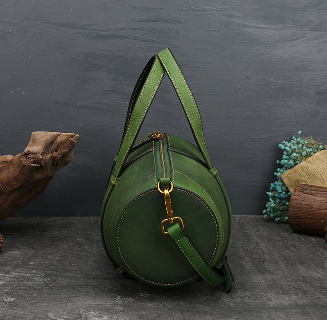 Vintage women Cowhide Leather Bucket Bag 3227-Leather Handbags for Women-Wine Red-Free Shipping Leatheretro