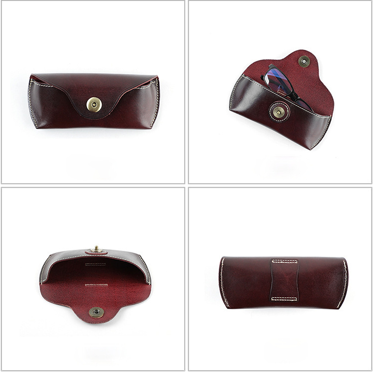 New Handmade Vintage Leather Glass Cases J081-Leather Cases-Red Brown-Free Shipping Leatheretro