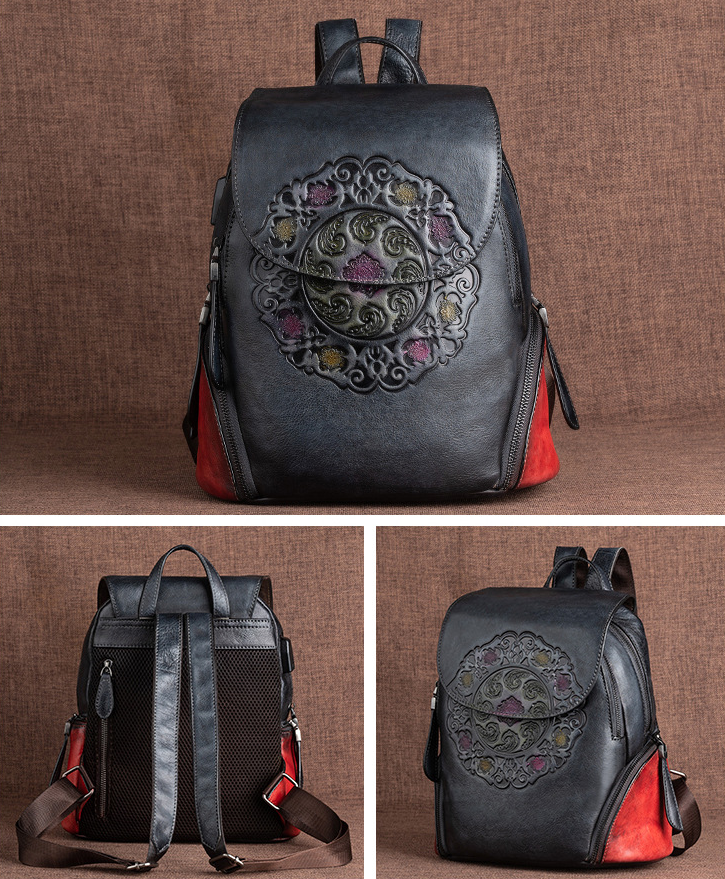 Vintage Large Storage Handmade Leather Backpack for Women 8098-Leather Backpack-Brown-Free Shipping Leatheretro