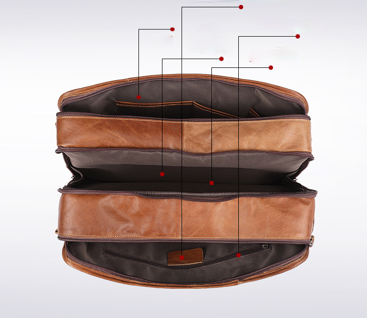 Men's Handmade Leather Business Briefcase B9913-Leather Briefcase-Coffee-Free Shipping Leatheretro