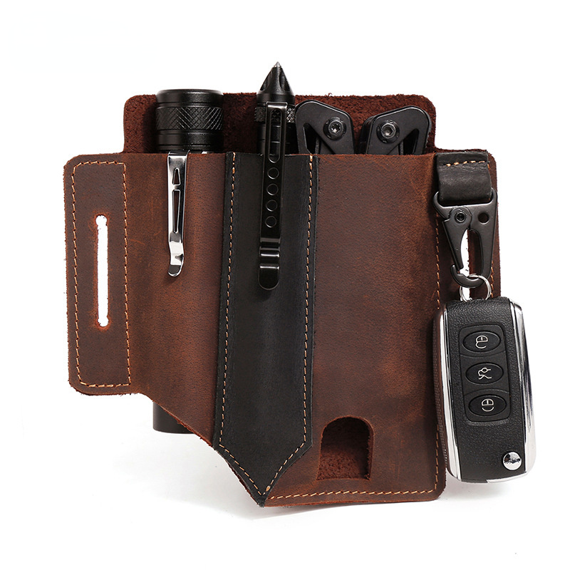 Vintage Outdoor Tactical Tool Leather Waist Bag-Leather Waist Bag-Coffee-Free Shipping Leatheretro