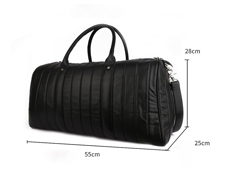 Black Large Storage Leather Travel Bag J6530-Leather Duffle Bags-Black-Free Shipping Leatheretro