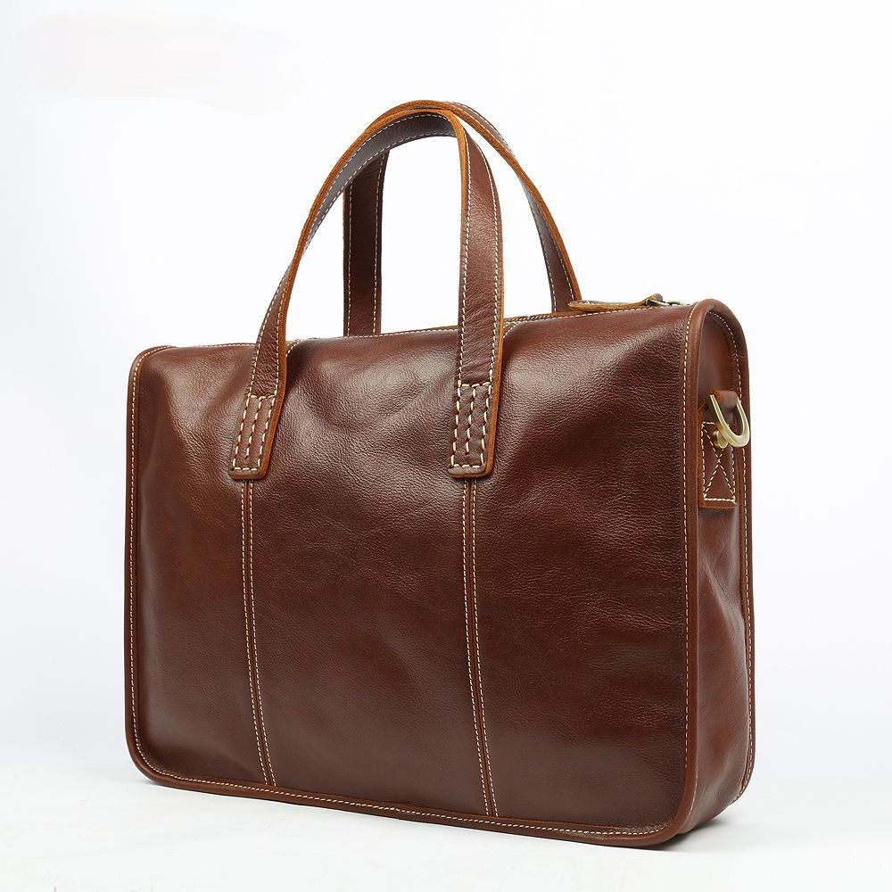 Vintage Leather Business Briefcase B-8309-Leather Briefcase-Brown-Free Shipping Leatheretro