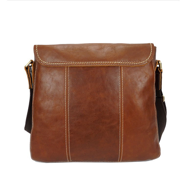 Handmade Oil Wax Leather Crossbody Men's Bag 8069-Leather bags for men-Brown-Free Shipping Leatheretro