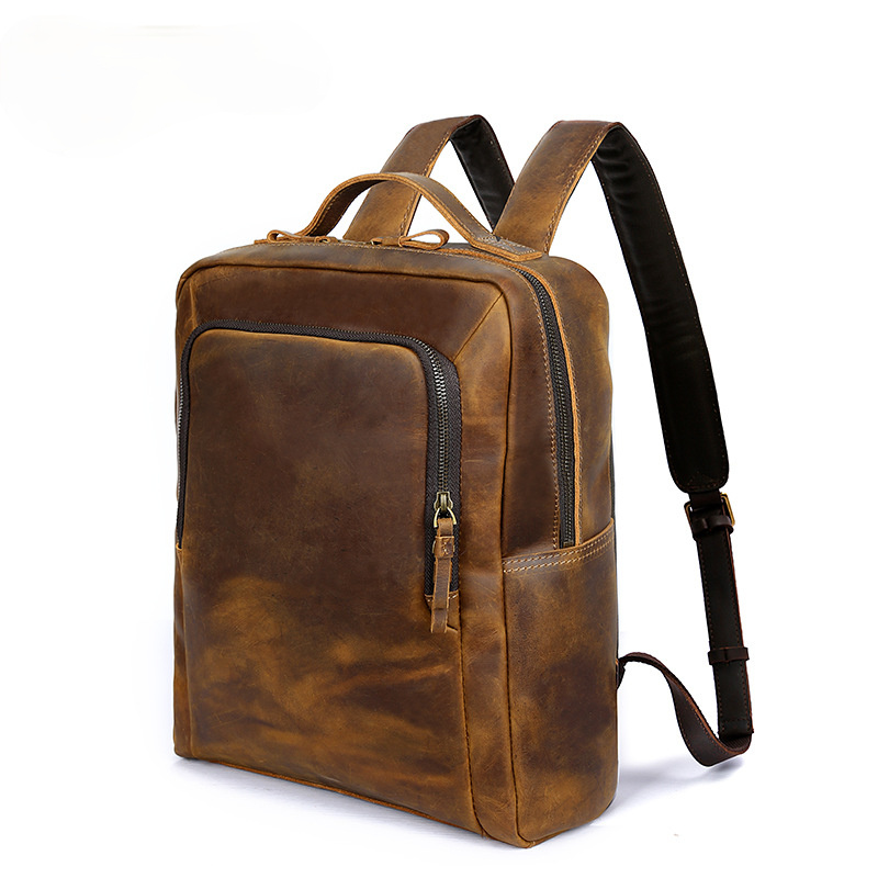 VIntage Leather Laptop Backpack P-8250-Leather Backpack-Brown-Free Shipping Leatheretro