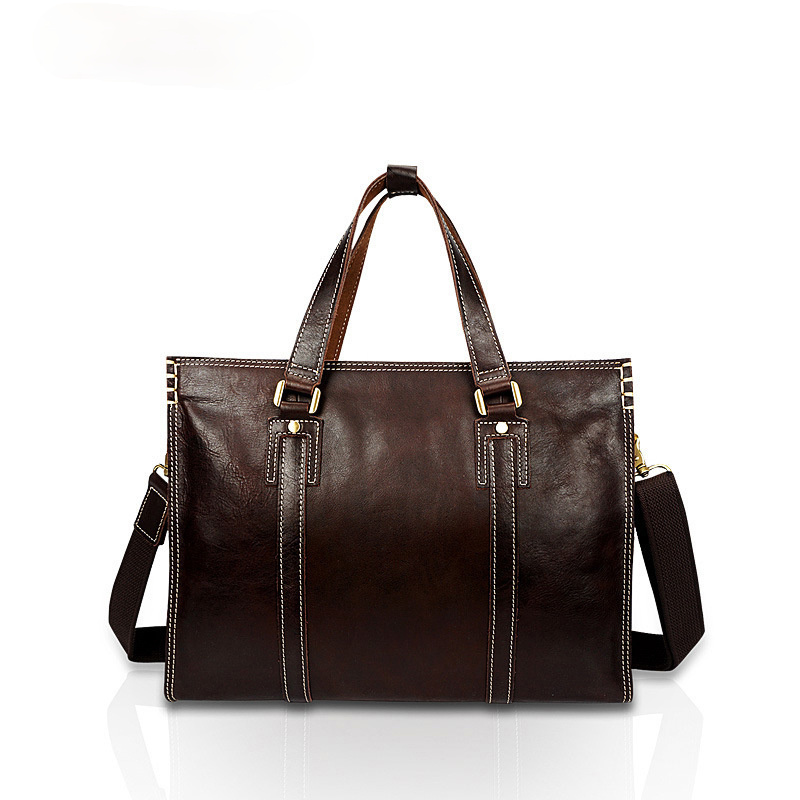 Vintage Shoulder Leather Laptop Briefcase B-8083-Leather Briefcase-Coffee-Free Shipping Leatheretro