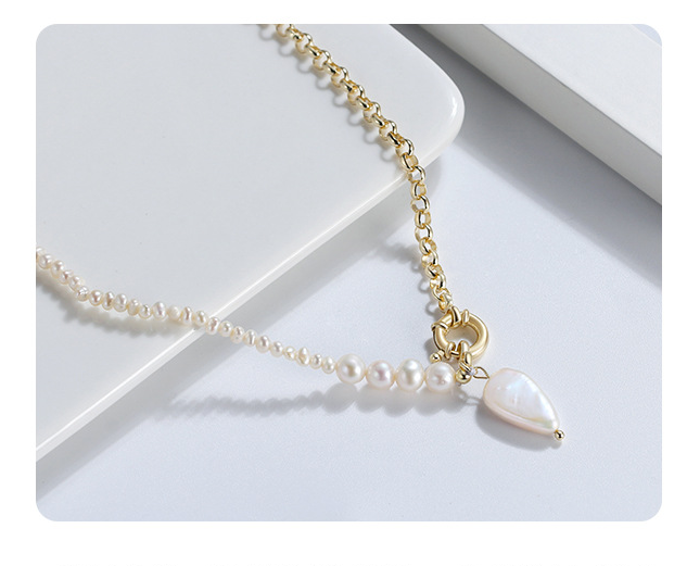 Gold Plated Sterling Sliver Fresh Water Pearl Designed Necklaces-Necklaces-41cm(16inch)-Free Shipping Leatheretro