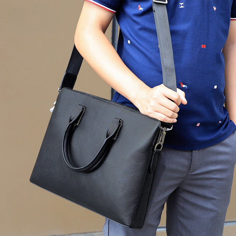 Black Cowhide Leather Briefcase for Men 7428-Briefcases-Black-Free Shipping Leatheretro