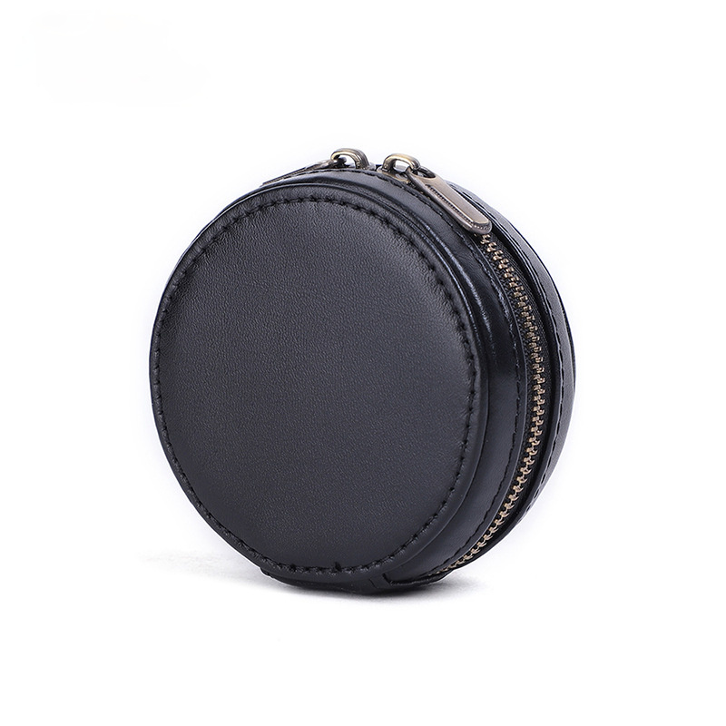 Easy Take Leather Mini Leater Organizer Bag JK092-Leatehr Purses-Round Black-Free Shipping Leatheretro