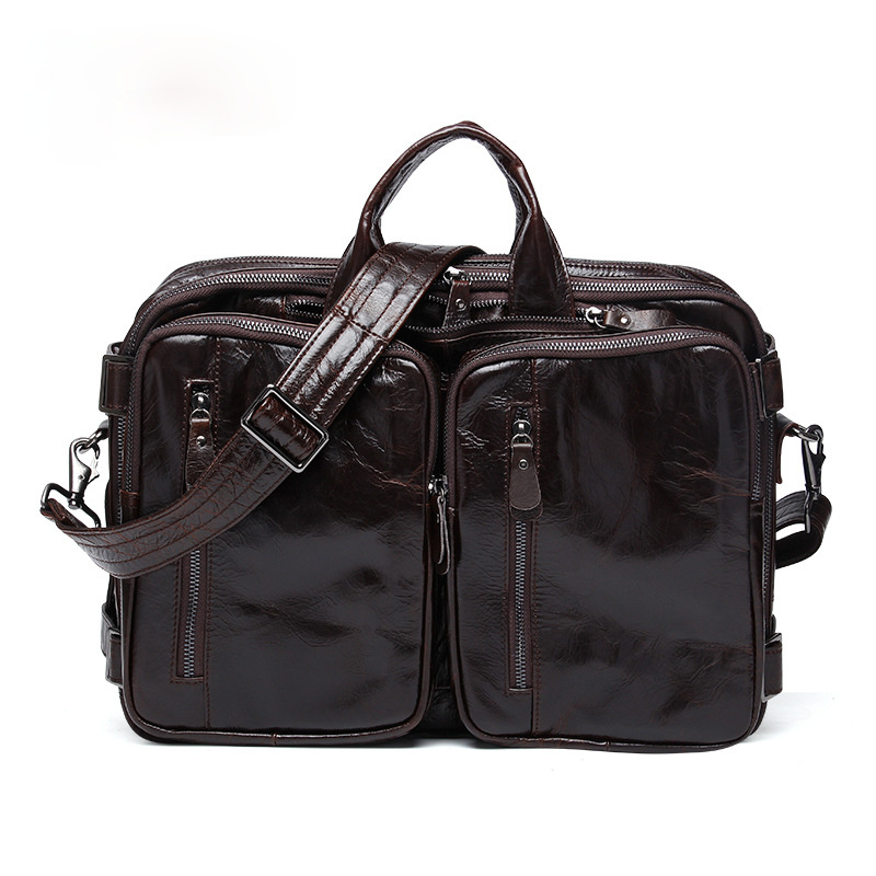 Vintage Men Multi Functional Backpack&business Briefcase J6332-Leather Backpack-Coffee-Free Shipping Leatheretro