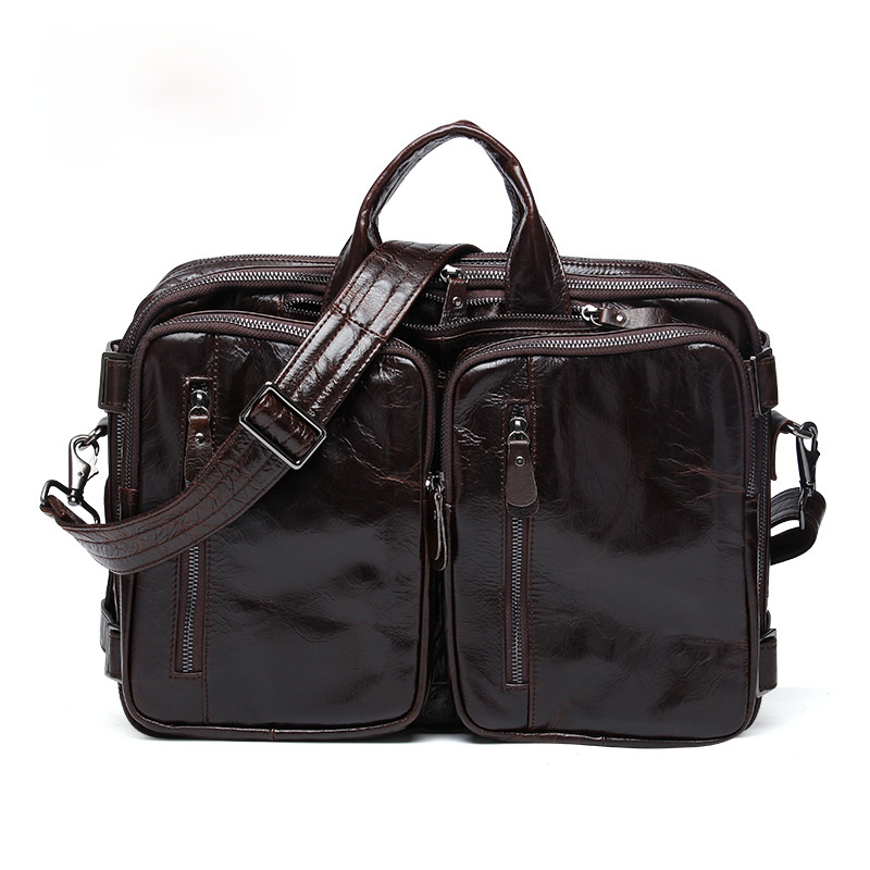 Vintage Men Multi Functional Backpack & business Briefcase J6332-Leather Backpack-Coffee-Free Shipping Leatheretro