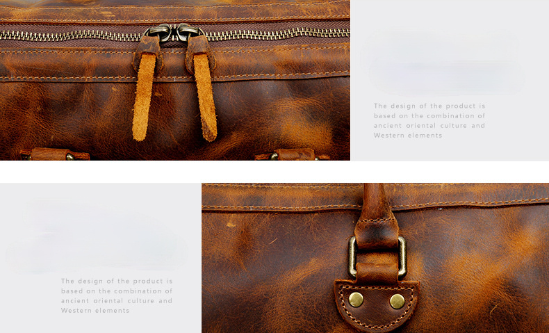 Vintage Leather Duffle Bag D-8096-Leather Duffle Bags-Crazy Horse Brown-Free Shipping Leatheretro