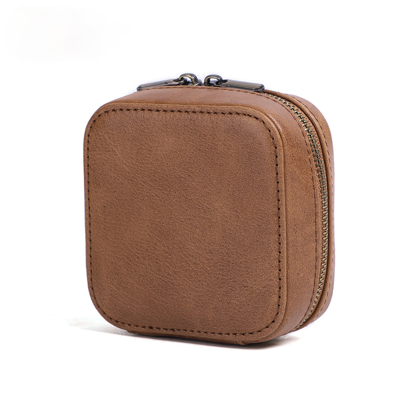Easy Take Leather Mini Leater Organizer Bag JK092-Leatehr Purses-Square Brown-Free Shipping Leatheretro