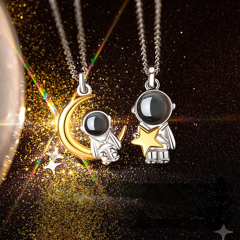 Astronaut Star&Moon Design Sterling Silver Necklaces-Earrings-Women-Free Shipping Leatheretro