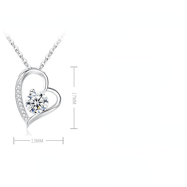 Fall In Love At First Sight Zircon Sterling Sliver Necklace-Necklaces-White-Free Shipping Leatheretro