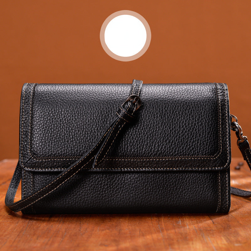 Mini Leather Shoulder Handbag for Women 6962-Handbags, Wallets & Cases-Black-Free Shipping Leatheretro