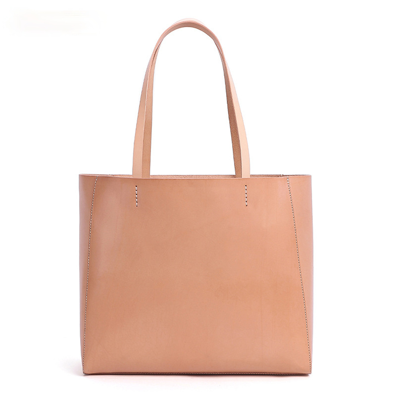 Women Leather Big Capacity Tote Handbag W8753-Leather Women Bags-Apricot-Free Shipping Leatheretro