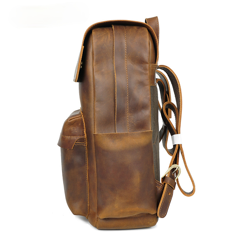 Retro Leather Travel Backpack Bag P-8090-Leather Backpack-Brown-Free Shipping Leatheretro